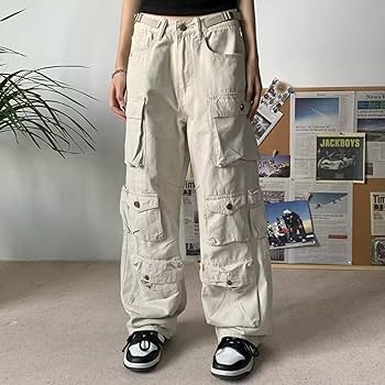 LNSIN Y2K Cargo Pants Multi-pocket Overalls Men Harajuku